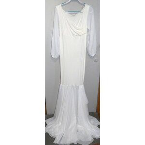 SASLAX off-white maternity photoshoot dress mermaid look women's size S NEW